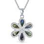 Rainbow Shell Inlay Flower Abalone Pendant Necklace For Women For Teen 925 Sterling Silver With Chain