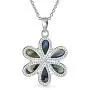 Rainbow Shell Inlay Flower Abalone Pendant Necklace For Women For Teen 925 Sterling Silver With Chain