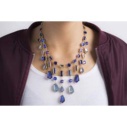 CATHERINE MALANDRINO Multi-Colored Stone Waterfall Style Yellow Gold-Tone Necklace for Women