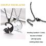 Couple Heart/Cat Necklaces, 2pcs Necklaces/Set, Black/18K Real Gold Plated 316L Stainless Steel, Mens Womens Jewelry (with Gift Box)