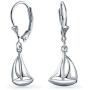 Nautical Sailboat Small Leverback Sailboat Dangle Earrings For Women For Teen 925 Sterling Silver