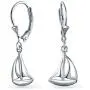 Nautical Sailboat Small Leverback Sailboat Dangle Earrings For Women For Teen 925 Sterling Silver