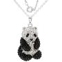 CRYSTALOGY Women’s Jewelry, Sterling Silver Swarovski Crystal Panda Bear Animal Pendant Necklace, 18” Chain