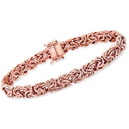 Ross-Simons 18kt Rose Gold Over Sterling Silver Byzantine Bracelet With Magnetic Clasp