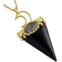 Nupuyai Triangle Healing Crystal Point Pendant for Women Men, Gold Plated Moon Necklace Oval Labradorite Jewelry