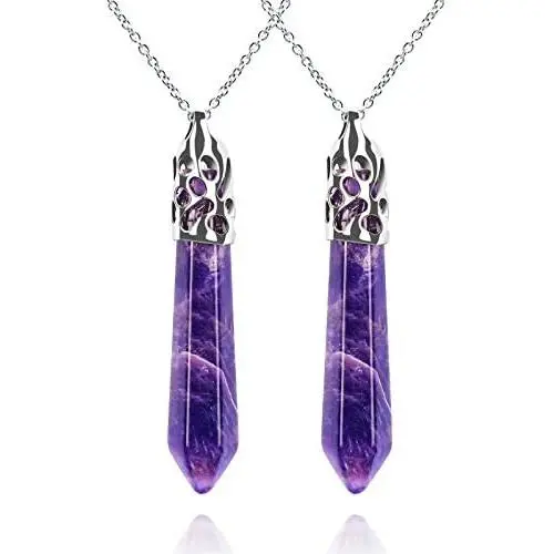 JXMYBA 2Pcs Crystal Necklace for Women Men Energy Healing Crystal Hexagonal Pendant Gemstones Jewelry Pendulum Crystal Divination (18 inStainless Steel Chain,Gift Box JXMYBA 2Pcs Crystal Necklace for Women Men Energy Healing Crystal Hexagonal Pendant Gemstones Jewelry Pendulum Crystal Divination (18 inStainless Steel Chain,Gift Box