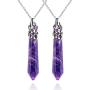 JXMYBA 2Pcs Crystal Necklace for Women Men Energy Healing Crystal Hexagonal Pendant Gemstones Jewelry Pendulum Crystal Divination (18 inStainless Steel Chain,Gift Box