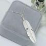 YienDoo Boho Silver Feather Pendant Necklace Chain Dainty Long Leaf Necklace Gypsy Charm Jewelry for Women and Girls