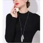 ALAIX Womens Necklace Silver Chain Necklaces with Leaf Shiny Bling Sparkle Pendant Sweater Necklace Long for Women ALAIX Womens Necklace Silver Chain Necklaces with Leaf Shiny Bling Sparkle Pendant Sweater Necklace Long for Women
