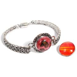 JGFinds Snap Button Bracelets, 3 Pack - Hearts, Greek Key, Filigree Look