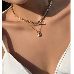 ACC PLANET Gold Lock Necklaces for Women Cute Padlock Necklaces Chain Necklaces with Lock Pendant Lock and Key Jewelry Mothers Gift