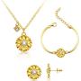 Yaomiao Sunflower Jewelry Accessories Set, Include Adjustable Sunflower Pendant Necklace Bracelets and Stud Earrings for Women Friends Friendship Valentines Day Christmas Supplies