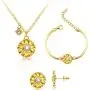 Yaomiao Sunflower Jewelry Accessories Set, Include Adjustable Sunflower Pendant Necklace Bracelets and Stud Earrings for Women Friends Friendship Valentines Day Christmas Supplies