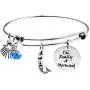 MJartoria BFF Bracelet for Girls-Im Really a Mermaid Engraved Expandable Wire with Little Mermaid Charm Pendant, Bangle Bracelet for Women, Best Friends, Valentines Day Mothers Day Birthday Gifts