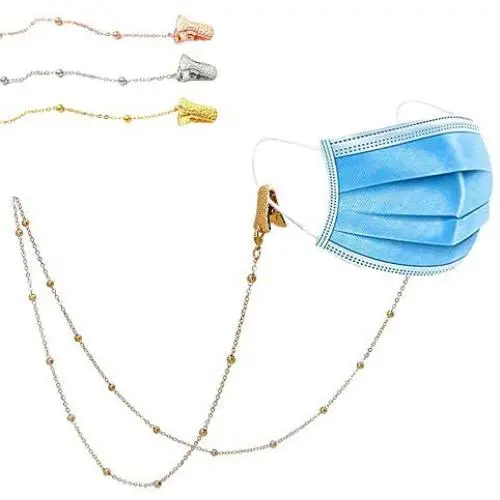 Poem Park Face Mask Chain Lanyard Necklace Holder Strap Mental Pearl Mask Hanger Keeper for Women Girls Around Neck Poem Park Face Mask Chain Lanyard Necklace Holder Strap Mental Pearl Mask Hanger Keeper for Women Girls Around Neck