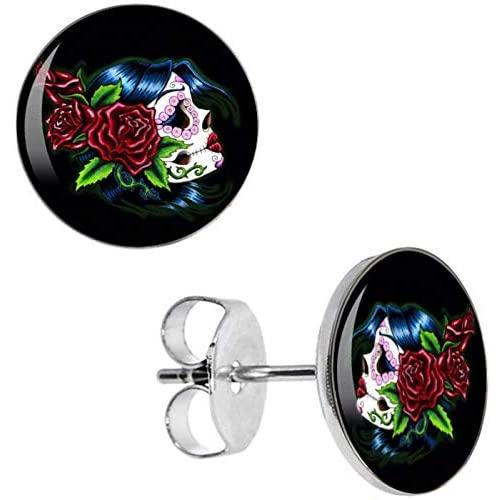 Day of the Dead Dios de Los Muertos Skull Earrings for Girls, Boys, Womens, Mens Earring Costume Party