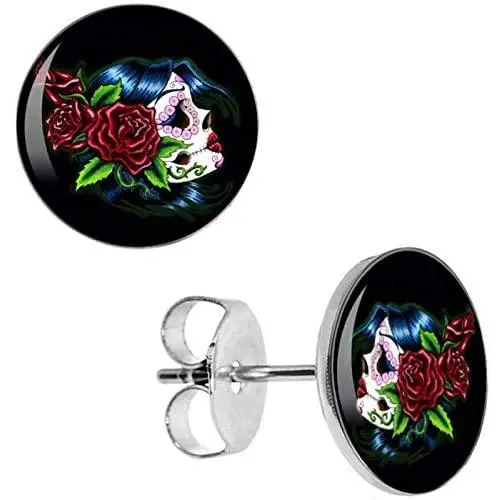 Day of the Dead Dios de Los Muertos Skull Earrings for Girls, Boys, Womens, Mens Earring Costume Party Day of the Dead Dios de Los Muertos Skull Earrings for Girls, Boys, Womens, Mens Earring Costume Party