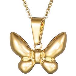 Butterfly Pendant Necklace Lightweight Hypoallergenic Surgical Titanium Steel Golden Insect Necklace