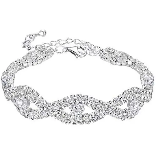 BriLove Wedding Bridal Bracelet for Women Crystal Infinity Tennis Bracelet Clear Silver-Tone BriLove Wedding Bridal Bracelet for Women Crystal Infinity Tennis Bracelet Clear Silver-Tone