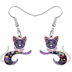 NEWEI Enamel Alloy Cute Jumping Cat Kitten Earrings For Women Dangle Drop Anime Animal Pet Jewelry Gifts Charm Ornaments