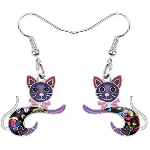 NEWEI Enamel Alloy Cute Jumping Cat Kitten Earrings For Women Dangle Drop Anime Animal Pet Jewelry Gifts Charm Ornaments NEWEI Enamel Alloy Cute Jumping Cat Kitten Earrings For Women Dangle Drop Anime Animal Pet Jewelry Gifts Charm Ornaments