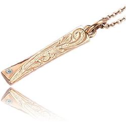 Hibiscus Flower Necklace: Hawaiian Bar with Swarovski Crystal 316L Stainless Steel Pendant on 16 Inch 925 Sterling Chain Rose Gold Plated