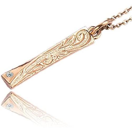 Hibiscus Flower Necklace: Hawaiian Bar with Swarovski Crystal 316L Stainless Steel Pendant on 16 Inch 925 Sterling Chain Rose Gold Plated