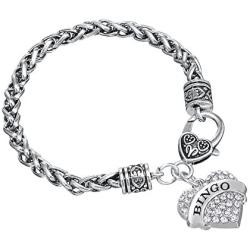 Lemegeton Antique Silver Heart Bracelet Character Engraved Pendant Wheat Chain for Women Girls Gift Jewelry