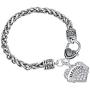 Lemegeton Antique Silver Heart Bracelet Character Engraved Pendant Wheat Chain for Women Girls Gift Jewelry