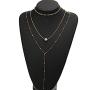 Anglacesmade Layered Choker Necklace Set Rhinestone Choker Pearl Necklace Gold Beads Y Necklace Bohemia Jewelry for Women and Girls(Gold)