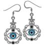 Silvershake Black Cubic Zirconia and Blue Enamel 925 Sterling Silver Evil Eye Dangle Hook Earrings