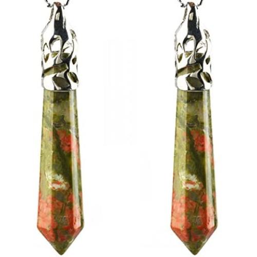 SUNYIK Hexagonal Point Stone Pendant for Necklace,Healing Chakra Pack of 2
