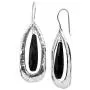Silpada Rock Out Natural Black Agate Cut-Out Drop Earrings in Sterling Silver