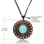 Earth Accessories Adjustable Turquoise Pendant Necklace with Organic Wood - Turquoise Jewelry for Women - Western/Pocahontas Vintage Delicate Turquoise Necklaces
