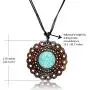 Earth Accessories Adjustable Turquoise Pendant Necklace with Organic Wood - Turquoise Jewelry for Women - Western/Pocahontas Vintage Delicate Turquoise Necklaces