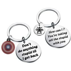 AKTAP Funny Captain America Bucky Friendship Keychain Don‘t do Anything Stupid til I get Back Comic Inspire Gift for BFF