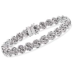 Ross-Simons Rosette-Link Bracelet in Sterling Silver With Magnetic Clasp