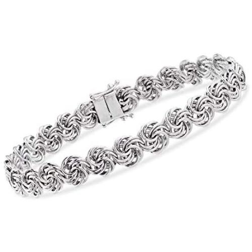 Ross-Simons Rosette-Link Bracelet in Sterling Silver With Magnetic Clasp