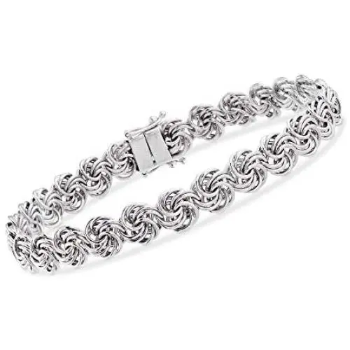 Ross-Simons Rosette-Link Bracelet in Sterling Silver With Magnetic Clasp Ross-Simons Rosette-Link Bracelet in Sterling Silver With Magnetic Clasp
