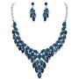 EVER FAITH Bridal Jewelry Sets Marquise Crystal Statement Leaf Floral Necklace Earrings Set for Women