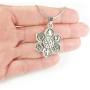 Coexist Necklace, 18'' Chain, 6 Petaled Flower Multi Religion Tolerance Peace Charm, Antiqued Silver Zinc Alloy 1” Pendant on 18” Stainless Snake Chain