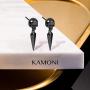 KAMONI Black Skull Dangle Earrings with Awl Sterling Silver Drop Earrings Jewelry Gift for Girls Women Men
