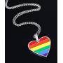 XUANPAI Stainless Steel Heart Rainbow Pendant Necklace Lesbian Gay Pride Jewelry