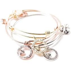 Baubelle Expandable Inspirational Stackable Charm Bracelet “Love The Life You Live''