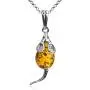 Amber Sterling Silver Mouse Pendant Necklace Chain 18''