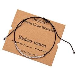 Inspirational Morse Code Encouragement Bracelets for Women Funny Jewelry Gifts for Teen Girls Daughter Sister Best Friend Friendship Adjustable Dainty Silk Beaded Wrap Bracelet