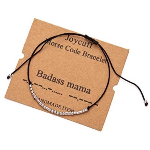 Inspirational Morse Code Encouragement Bracelets for Women Funny Jewelry Gifts for Teen Girls Daughter Sister Best Friend Friendship Adjustable Dainty Silk Beaded Wrap Bracelet