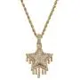 Moca Jewelry Iced Out Water Drop Pentagram Pendant 18K Gold Plated Bling CZ Simulated Diamond Hip Hop Necklace for Men Women