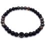 Mens Warrior Stone Lava Stretch Bead Bracelet Handcrafted in USA - Brown / Black
