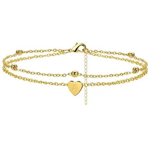 HUASAI Initial Anklet Bracelets for Women Dainty Layered Beads Heart Letter Gold Ankle Bracelets for Teen Girls Foot Ankle Jewelry HUASAI Initial Anklet Bracelets for Women Dainty Layered Beads Heart Letter Gold Ankle Bracelets for Teen Girls Foot Ankle Jewelry